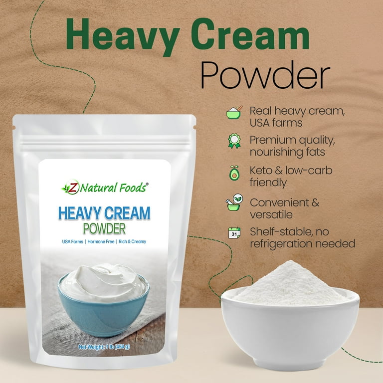 Z Natural Foods Heavy Cream Powder, Creamy, Shelf-Stable