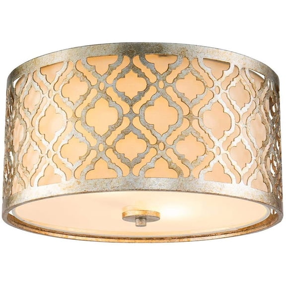 Lucas McKearn Arabella 16" 2-Light Metal Flush Mount in Distressed Silver