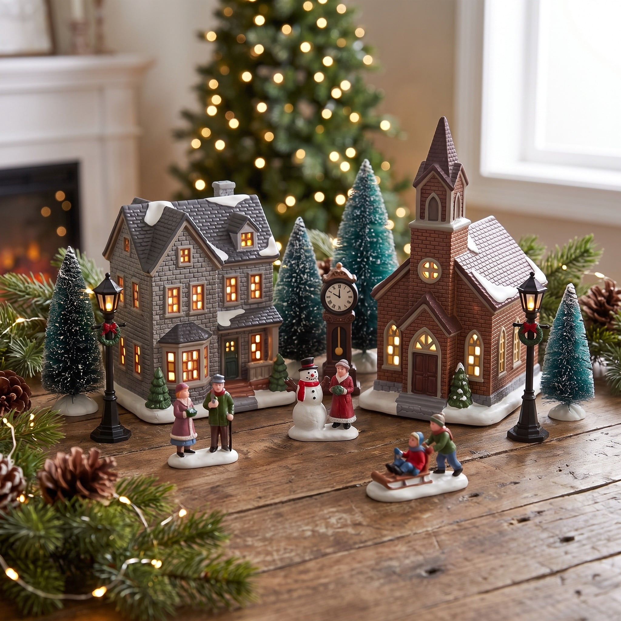 20-Piece Light-Up Christmas Village Set, Multicolor, by Holiday Time
