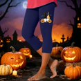 thumbnail image 2 of Bovemsi Workout Clothes for Women Vacation Outfits for Women Blue High Waist Stretchy Halloween Graphic Yoga Pants, 7/8 Length Slim Workout Running Leggings M, 2 of 3