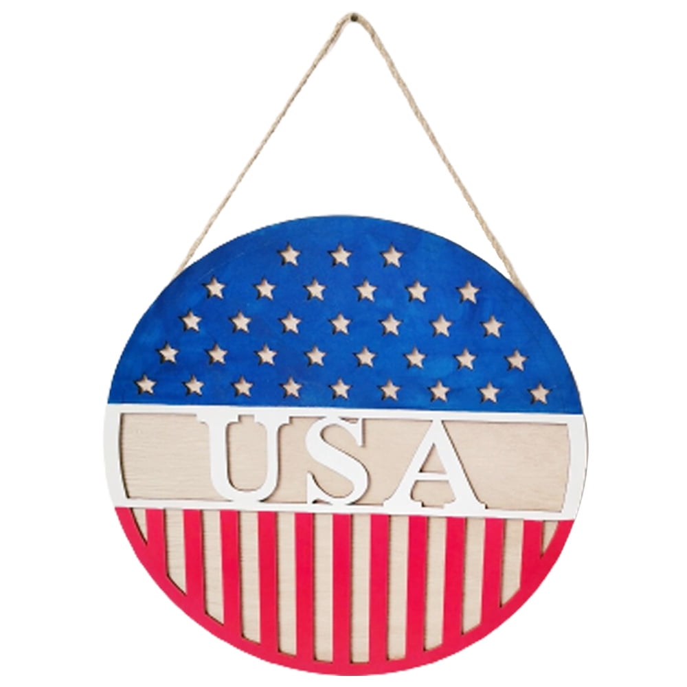 4th of July Patriotic Wreaths Sign, Independence Day Decorations Wooden