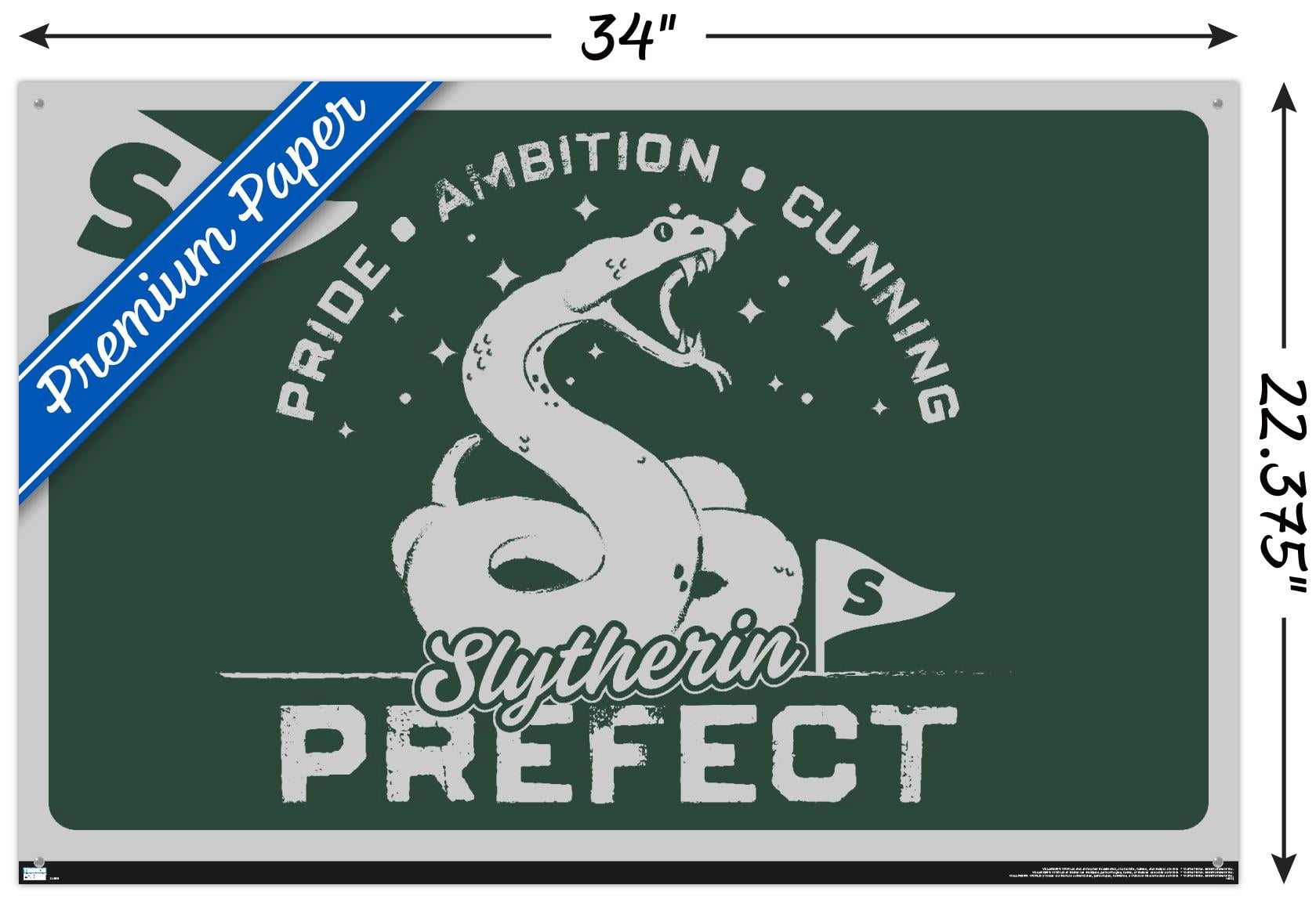 The Wizarding World: Harry Potter - Slytherin Clubhouse Crest Wall Poster with Pushpins, 22.375" x 34"