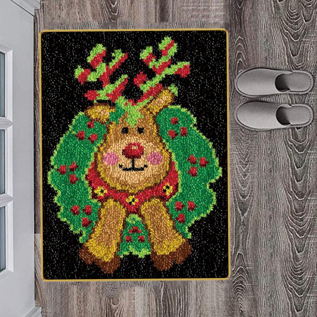 Christmas Rug DIY Needlepoint Crafts Snowman/ House /Christmas Pattern for Adults , Elk