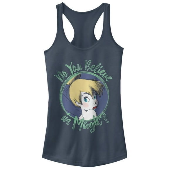 Junior's Peter Pan Tinker Bell Believe in Magic Racerback Tank Top Indigo Large