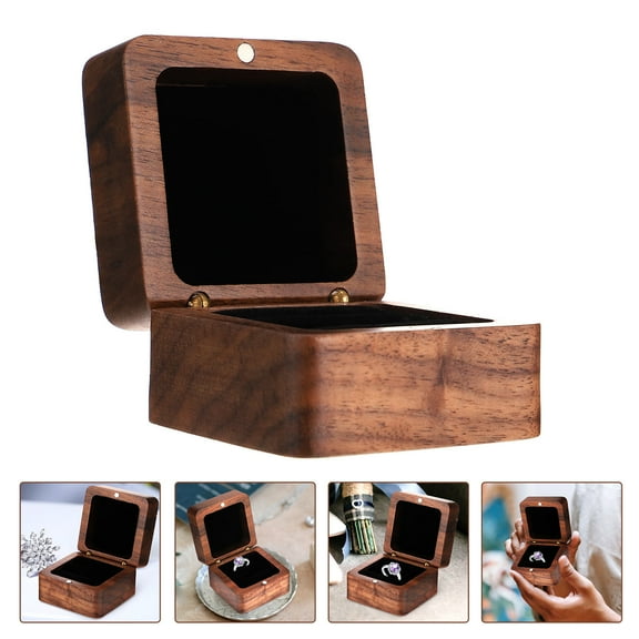 BESTOYARD Ring Box for Proposal Engagement Rings Box Brown 1Pack
