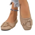 thumbnail image 5 of Domzle Womens Ballet Flats Suede Slip On Dress Shoes | Comfortable Round Toe Loafers,Low Heel,Cute Office Work Casual Shoes Beige 40, 5 of 6