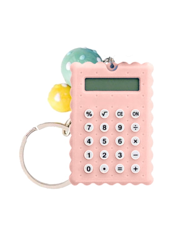 Mini Portable Cute Cookies Style Key Chain Calculator Candy Color Pocket Calculator Cute Calculator with Ultra-Thin Button Battery