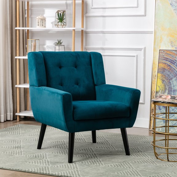 Nmkwnr Soft Velvet Accent Chair Living Room Bedroom Chair with Black Legs