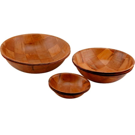 Round Woven Wood Snack Bowls - Set of 9