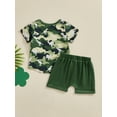 thumbnail image 5 of Aojekbee Toddler Boys Summer Outfits Dinosaur Print Camouflage Short Sleeve T-Shirts Tops Elastic Waist Shorts 2Pcs Clothes Set, 5 of 10