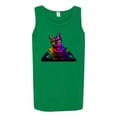 thumbnail image 2 of Neon Retro Rainbow DJ MC Hip Hop Cat | Mens Cat Lover Graphic Tank Top, Kelly, 3XL, 2 of 4