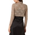 thumbnail image 3 of INSPIRE CHIC Women's Floral Lace Sheer Open Front Bolero Shrug Cropped Cardigan M Camel, 3 of 6