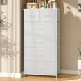 thumbnail image 2 of Dresser for Bedroom Tall Skinny Dresser Storage Tower - Sturdy Steel Frame, Wood Top, Fabric Bins, Wood Handles - Organizer Unit for Entryway, Hallway, Closets - 6 Drawers (Beige), 2 of 9
