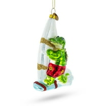 Alligator Windsurfer Glass Christmas Ornament