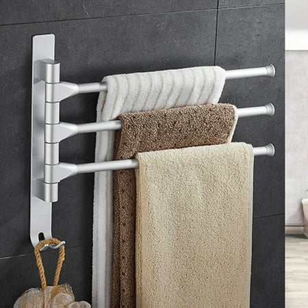 Nail Free Wall Mounted Alumimum Towel Rack Multi Arms Hanging Bathroom Movable Bars 3 Nail Free Wall Mounted Alumimum Towel Rack Multi Arms Hanging Bathroom Movable Bars 3