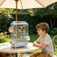 thumbnail image 4 of Outdor Large Wrought Bird Cage With Stand Detachable Rolling Flight Aviary For Finches, 4 of 6