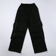 thumbnail image 5 of Cargo Pants Kids Fashion Jogger Pants for Girls Straight Leg Black Cargo Pants with Pocket Girls Summer Clothes 11-12 Years, 5 of 8