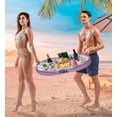 thumbnail image 6 of POZA Inflatable Sparkly Confetti Floating Cooler Pool Float, Purple Gold, 39"x23", 6 of 8