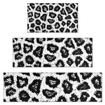 Black Leopard Pattern Kitchen Rugs Sets Of 3,Kitchen Runner Rugs Non Skid Washable,Decorative Kitchen Floor Mats for Kitchen,Sink,Laundry,17"x30"  17"x47"   17"x59"