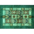 thumbnail image 1 of Ahgly Company Indoor Rectangle Abstract Turquoise Blue Modern Area Rugs, 5' x 7', 1 of 4