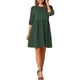 thumbnail image 2 of Vestido Casual de Manga Abullonada con Bolsillo y Cuello Redondo para Mujeres INSPIRE CHIC en Verde Oscuro, 2 of 6