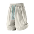 thumbnail image 5 of Women's High Waisted Nylon Dry Shorts with Side Pockets, Elastic Drawstring Waist, Tummy Control Workout Shorts for Women, Quick Dry for Running, Gym, Hiking & Casual | TruHer,Gray 3XL, 5 of 7