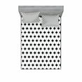 thumbnail image 2 of Abstract Bedding Set with Sheet & Covers, Curved Shaped Vertical Lines with Oval Waves Damask Old Fashioned Art Design, Printed Bedroom Decor 2 Shams, 4 Sizes, White and Black, by Ambesonne, 2 of 3