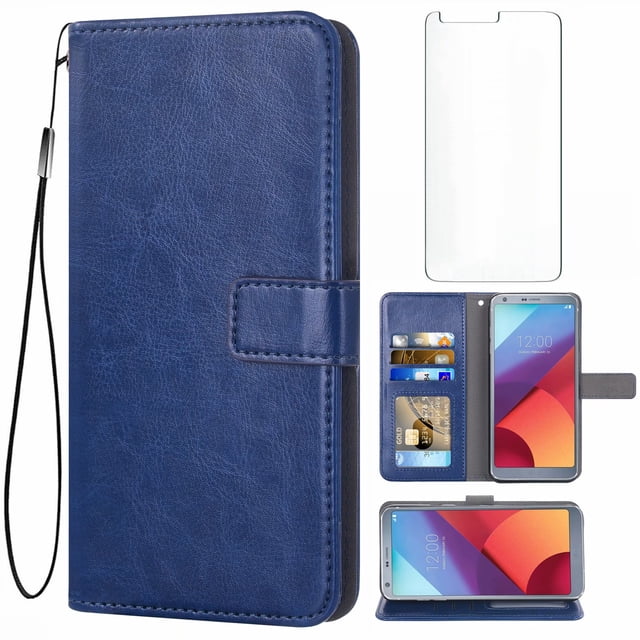 Mobile Phone Cover for Lg G7, Cover Premium Pu Leather Tpu Flip Cover Magnetic Closure Card Compartment Stand Function Wallet with Lanyard Protective Cover