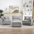 thumbnail image 2 of 105" Modular Sectional Sofa with Deep Seat, Chenille L-Shaped Couch with Removable Ottoman, Cloud Sectional Couch with Pillows for Living Room, Grey, 2 of 8