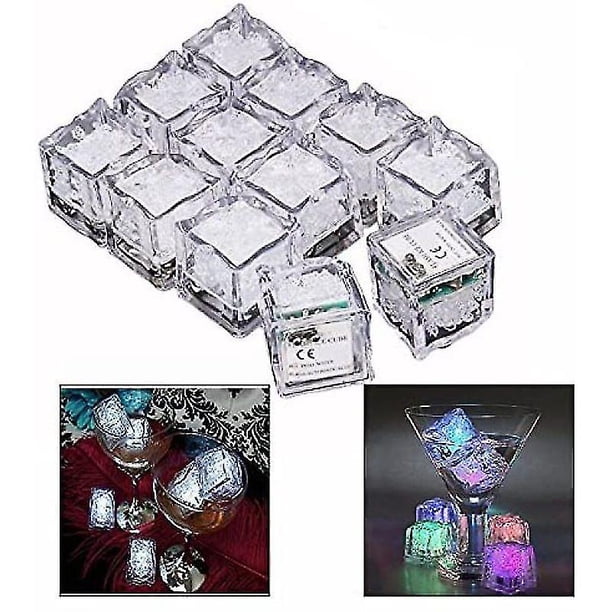 Juego de 12 cubos de hielo LED decorativos para inmersión en agua Cubos de hielo LED intermitentes rápidos