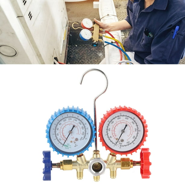 Juego de manómetros de colector de CA juego de manómetros de colector de CA R134A Pantalla intuitiva de latón resistente a la corrosión con 3 tubos para reparaciones de ANGGREK Otros