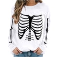 thumbnail image 2 of Inverlee Womens Halloween Sweatshirts Funny Pumpkin Ghost Graphic T-shirt Work Round Neck Sweatshirt Long Sleeve Holiday Pullover Tops Halloween Costumes, 2 of 6