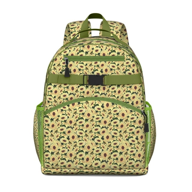 Summer Sunflower Student Backpack with Adjustable Straps and Chest Buckle Spacious Lightweight Durable School Backpack for Student and Students