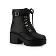 thumbnail image 1 of Unique Bargains Women's Chunky Heel Platform Ankle Combat Boots, 1 of 8