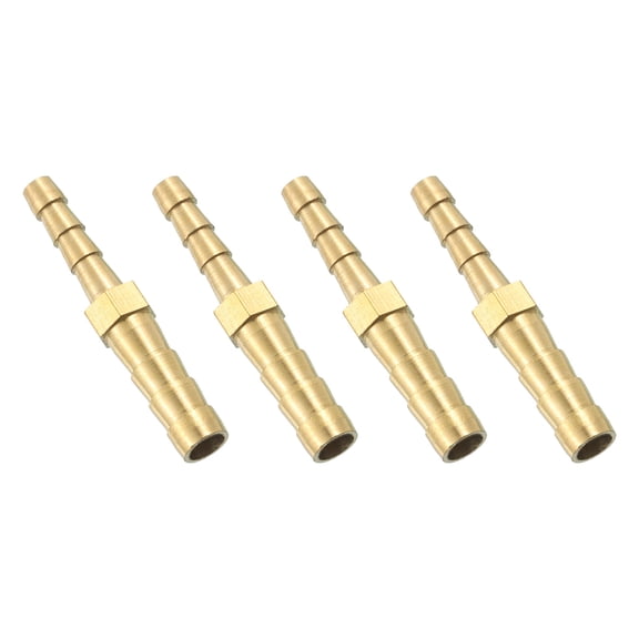 4 Pack Brass Hose Barb Fitting Straight Connector Coupler, 1/4"x3/16" ID Brass Fitting Air Hose Fittings Reducer for Connecting Water Fuel Air, Oil Hoses