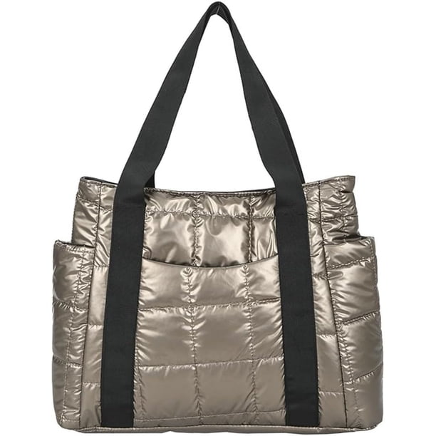 LHSHID Quilted Hobo Bag Nylon Shoulder Crossbody Bag Padding Down Cotton Handbag Purse Soft Fluffy Large Totes Top Handle Bag