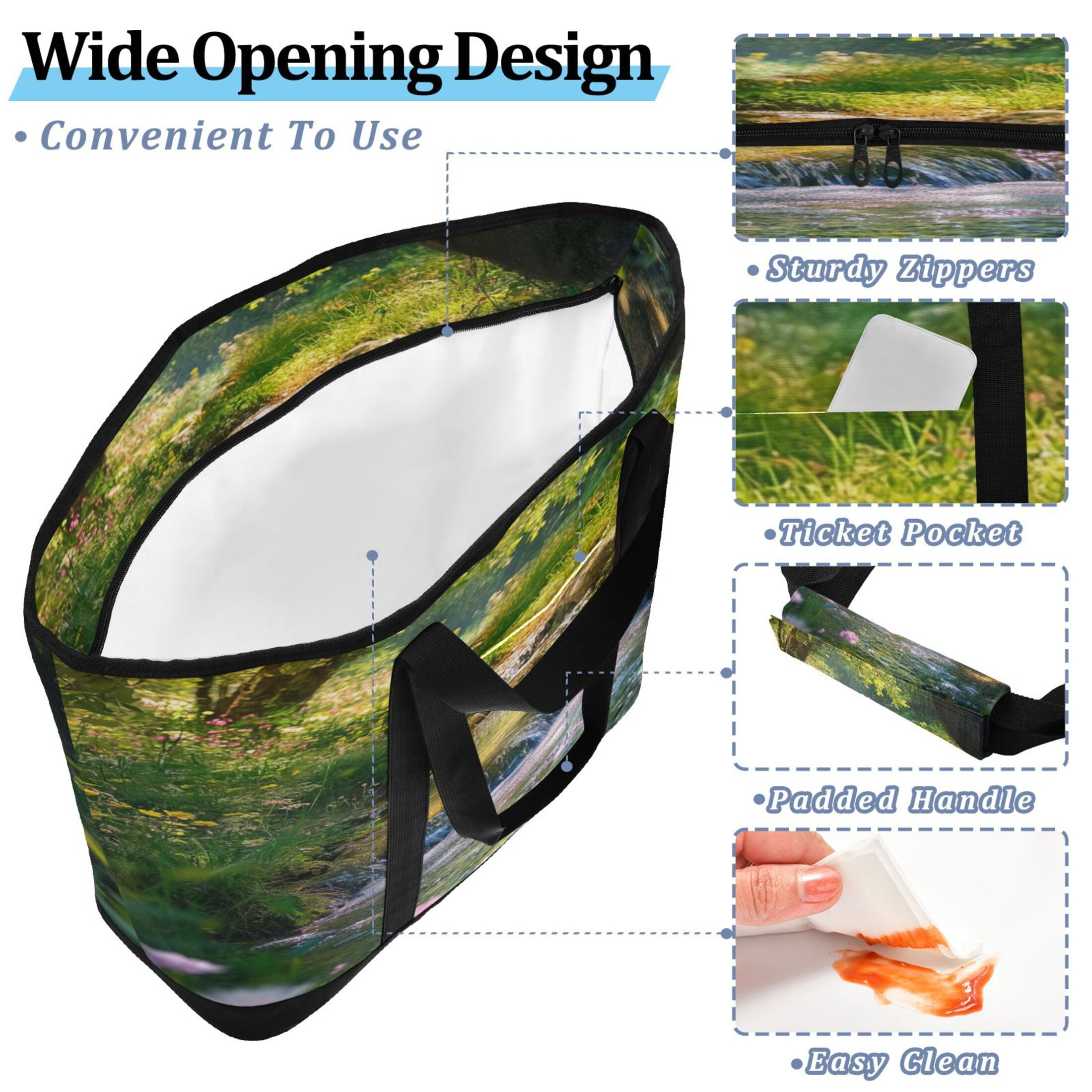Large Hand-held Ice Pack Picnic Bag Insulation and Refrigeration Suitable for Shopping Picnics and Camping Green Stream