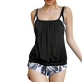 thumbnail image 2 of Viluyesy Womens Plus Size Tankini Swimsuits, Scoop Neck Tops and Swim Shorts Prints Bathing Suits 2-Piece Black S, 2 of 7