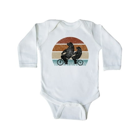 

Inktastic Retro Sunset Bicycle Bears Silhouette Gift Baby Boy or Baby Girl Long Sleeve Bodysuit
