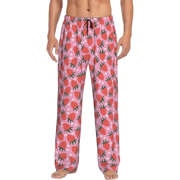 Balery Strawberry Pantalones de pijama para hombre, pijama ultraligero, pantalón de descanso-XX-Large