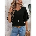 thumbnail image 2 of QINCAO Womens Tops Ruffle Sleeve V Neck Casual Tunic Shirts S-XXL, 2 of 5