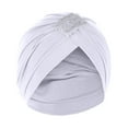 thumbnail image 2 of Awdenio Beanies Hats Women Solid Rhinestone India Muslim Ruffle Chemo Hat Wraps Turbans Beanie Cap Headwraps, 2 of 2