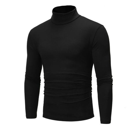 Mens Thermal Cotton Turtle Neck Skivvy Turtleneck Sweaters Stretch Shirt Tops Black