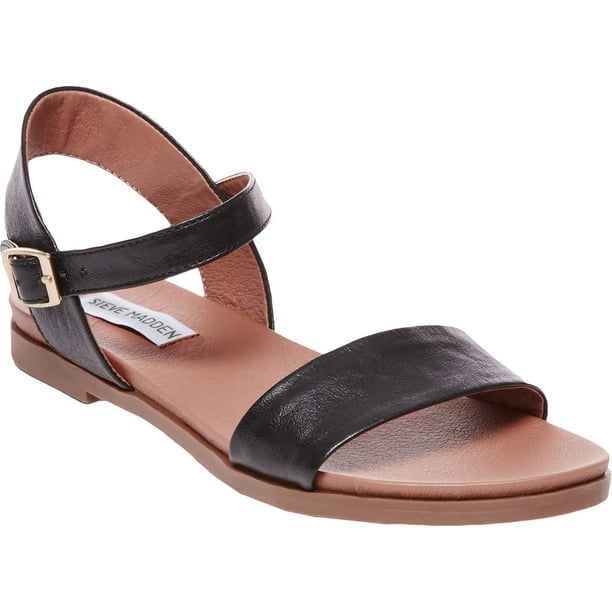 Sandalia Steve Madden Dina Flat para mujer en piel negra