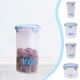 thumbnail image 1 of Frascos de Plástico Redondos Graduados con Tapa (4 Unidades) - Recipientes Herméticos de Cocina para Refrigerios, Cereales, Yogur, Queso E Ingredientes para Hornear, Color Azul Claro, 1 of 6