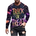 thumbnail image 2 of Blusas y camisas de manga larga con cuello redondo para hombre, estilo casual, cuello redondo, manga larga, camiseta estampada de Halloween, blusas, blusas de poliéster para hombre., 2 of 5