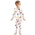 thumbnail image 6 of FORMRS Long Sleeve Top and Pants Pajama Set for Niños 2-Piece Sleepwear, Sizes 18M-8Y, Abstract Triangles, 6 of 6