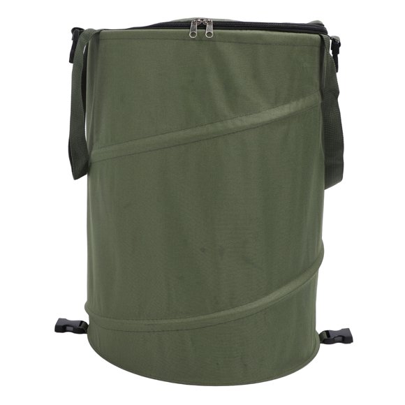 10 Gallons Collapsible Trash Can, Camping Pop Up Garbage Can with Zippered Lid, Foldable Garden Yard Waste Bag Leaf Barrel Reusable Recycling Bin Container for Outdoor Camp