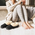thumbnail image 3 of VeraCosy Women's Cozy Cable Knit Memory Foam House Shoes Slipper with Fuzzy Plush Collar,Black,10 US, 3 of 6