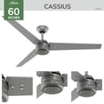thumbnail image 4 of Hunter - Cassius Indoor/Outdoor Ceiling Fan, Wall Control, 60-inch, Matte Silver, Casual-style, 4-speed DC Motor, Energy Star, 52981, for Porches, Bathrooms, 4 of 17